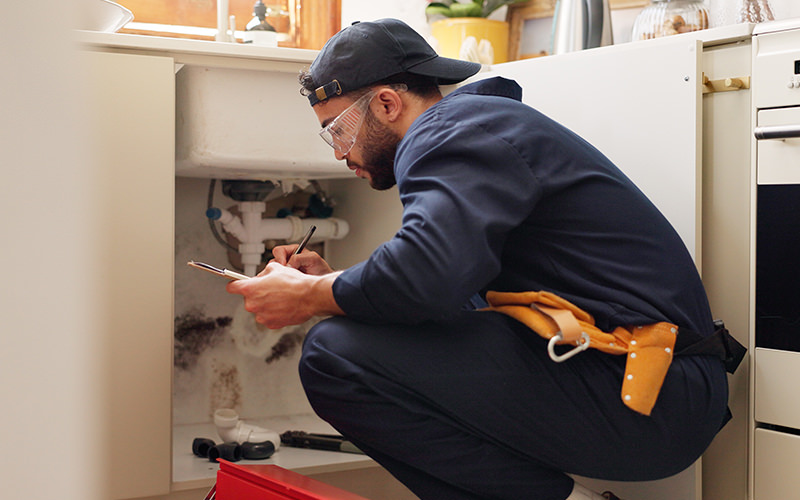 Lifestyles Plumber working on a sink